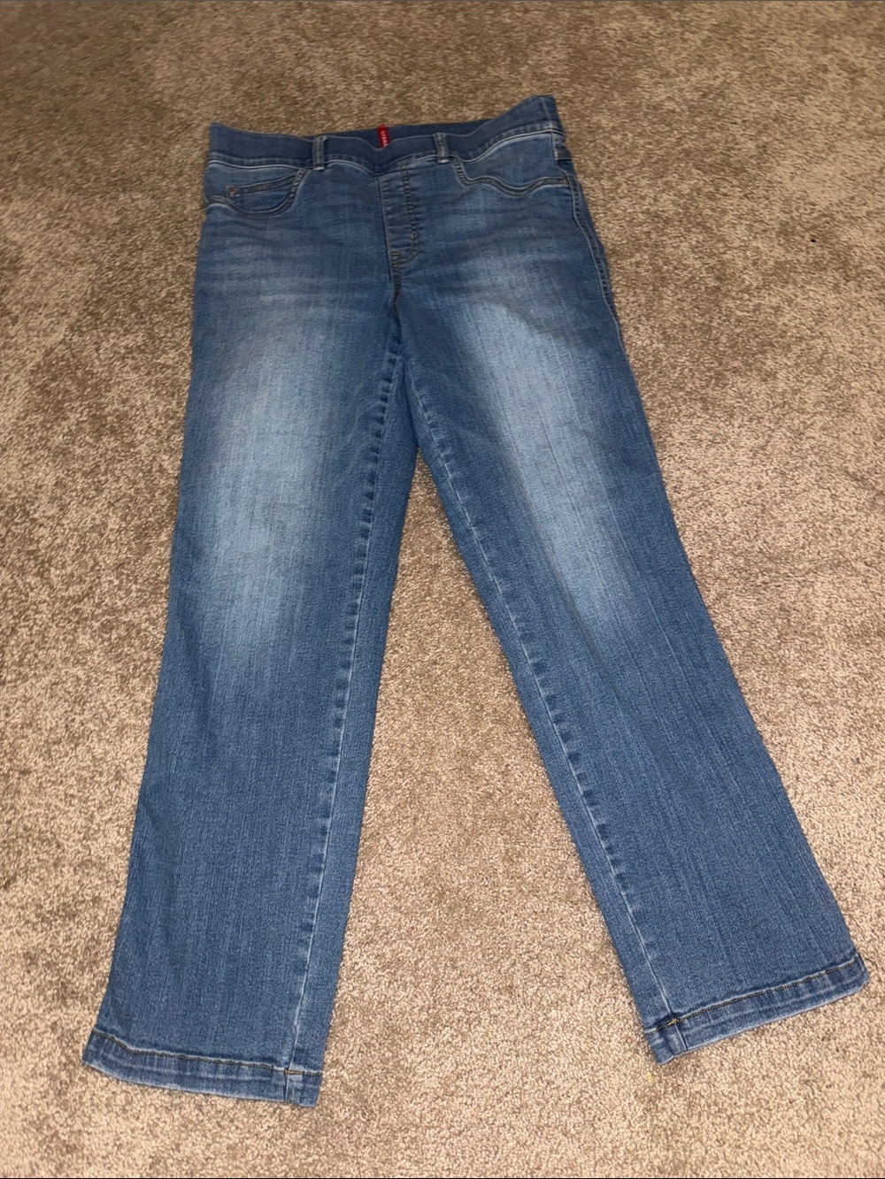 SPANX Women's Straight Leg Jeans in Medium Blue Wash
